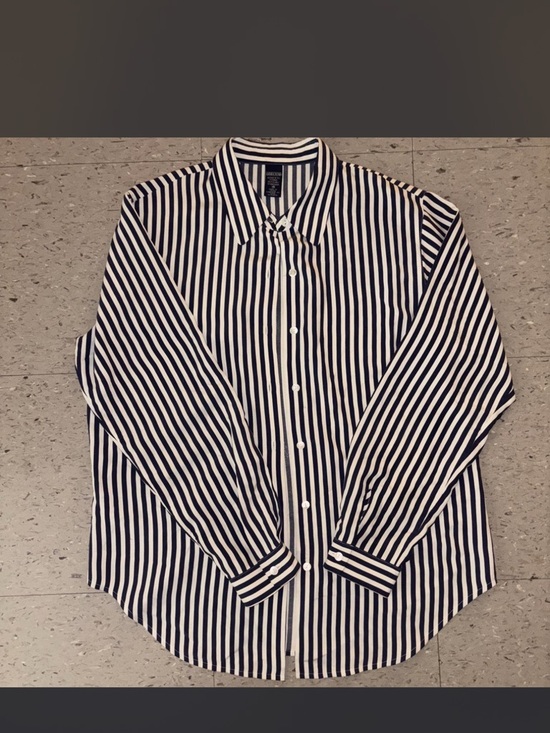 Lands' End Other - Lands' End Navy and White Vertical Stripe Dress Shirt
